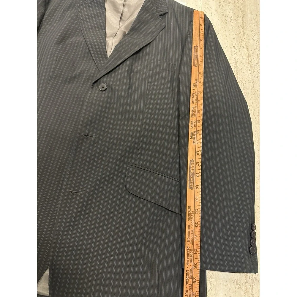 Oscar de la Renta Blazer 42L Black‎ Pinstripe Sport Coat Cotton Blend Honduras